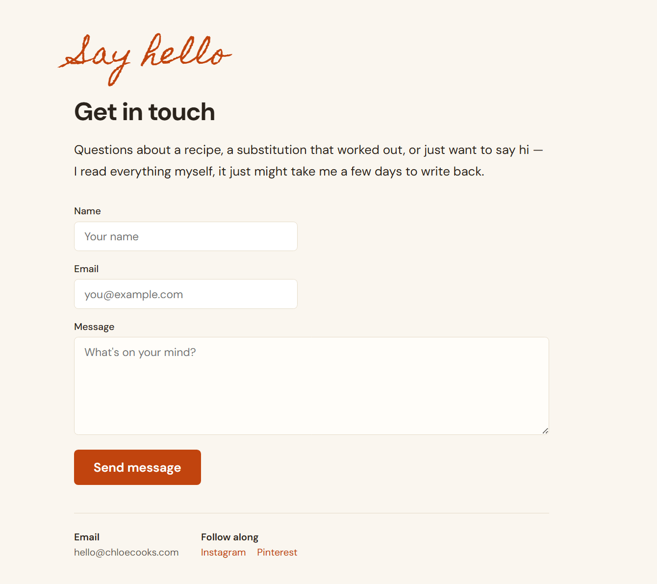 Chloe contact page layout