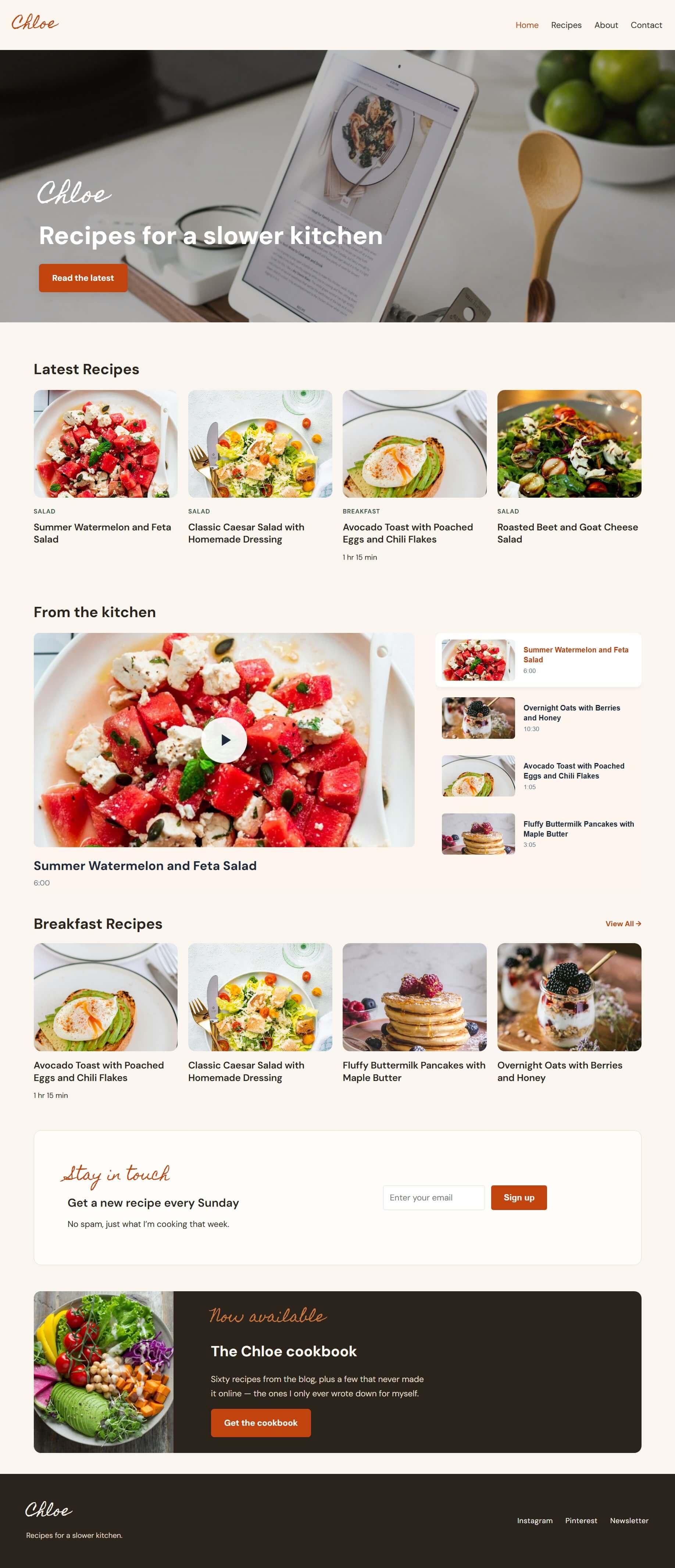 Chloe homepage layout